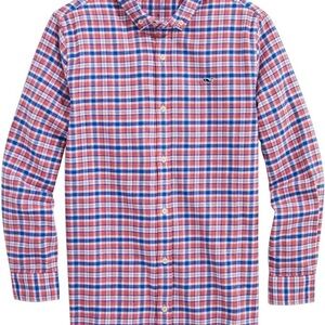 NWT vineyard vines Boys' Plaid Flannel Whale Shirt